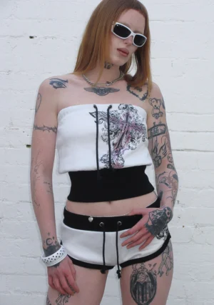 Vice Rhinestone Tube Top White-1