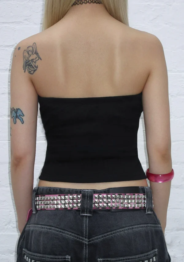 Vortex Rhinestone Tube Top Black-3