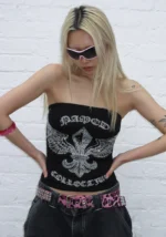 Vortex Rhinestone Tube Top Black-4