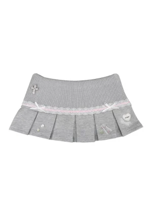 Whisper Pleated Mini Skirt Grey Marl