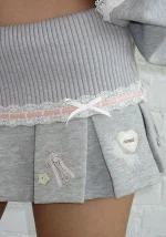 Whisper Pleated Mini Skirt Grey Marl-5