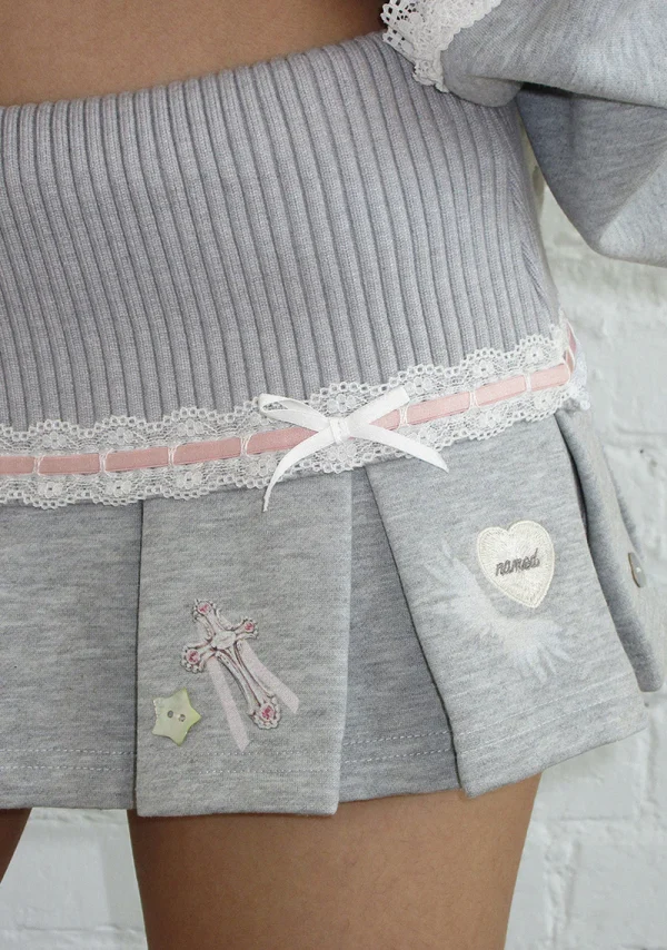 Whisper Pleated Mini Skirt Grey Marl-5