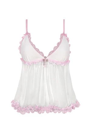 Whisper Sheer Mesh Cami Top White