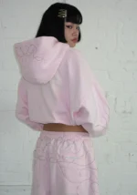 Allure 3d Chrome Crop ZIP Tracksuit Washed Baby Pink-2