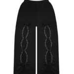 Bad Romance Lace Ribbon Oversized Sweatpants Black
