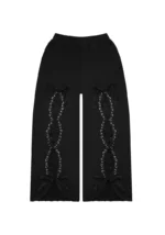 Bad Romance Lace Ribbon Oversized Sweatpants Black