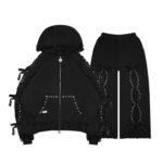 Bad Romance Lace Ribbon ZIP Tracksuit Black
