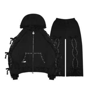 Bad Romance Lace Ribbon ZIP Tracksuit Black