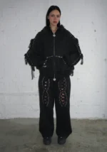 Bad Romance Lace Ruffle ZIP Tracksuit Black-2