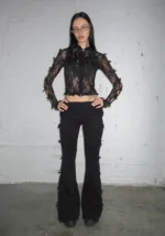 Bad Romance Sheer Lace Sculpt Stretch ZIP Tracksuit Black-1