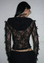 Bad Romance Sheer Lace Sculpt Stretch ZIP Tracksuit Black-4