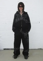 Chains Oversized Sweatpants Black-1
