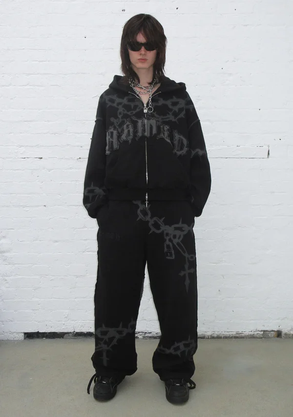 Chains Oversized Sweatpants Black-1