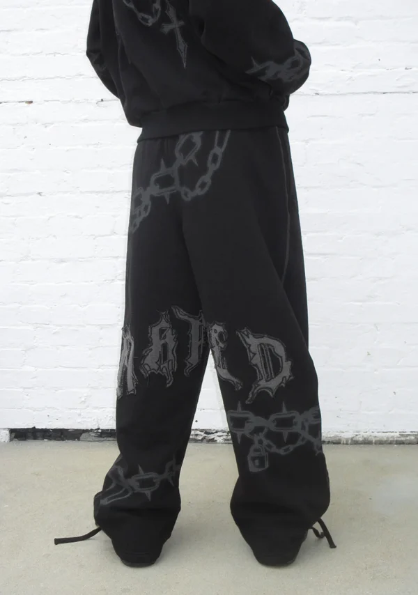 Chains Oversized Sweatpants Black-2