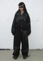 Chains Oversized Sweatpants Black-3
