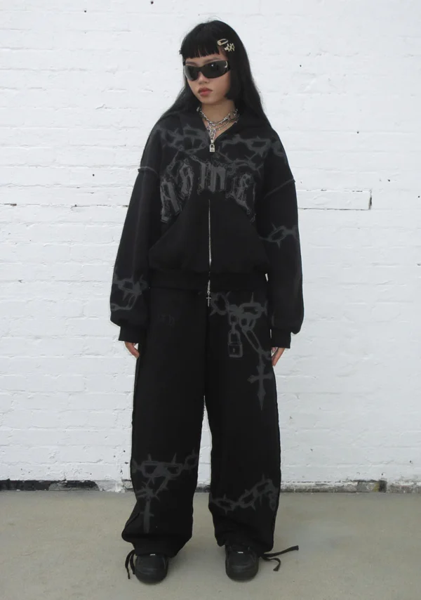 Chains Oversized Sweatpants Black-3