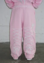 Confessions Embroidered Crop ZIP Tracksuit Baby Pink-4