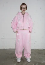 Confessions Embroidered Oversized Sweatpants Baby Pink-1
