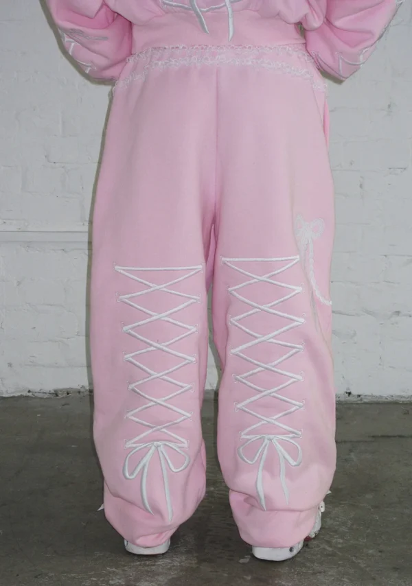 Confessions Embroidered Oversized Sweatpants Baby Pink-2