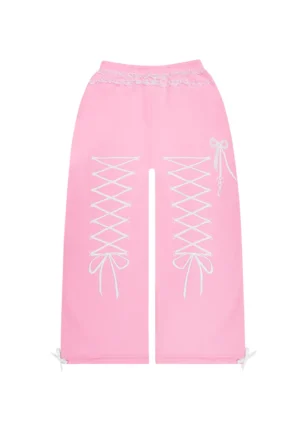 Confessions Embroidered Oversized Sweatpants Baby Pink