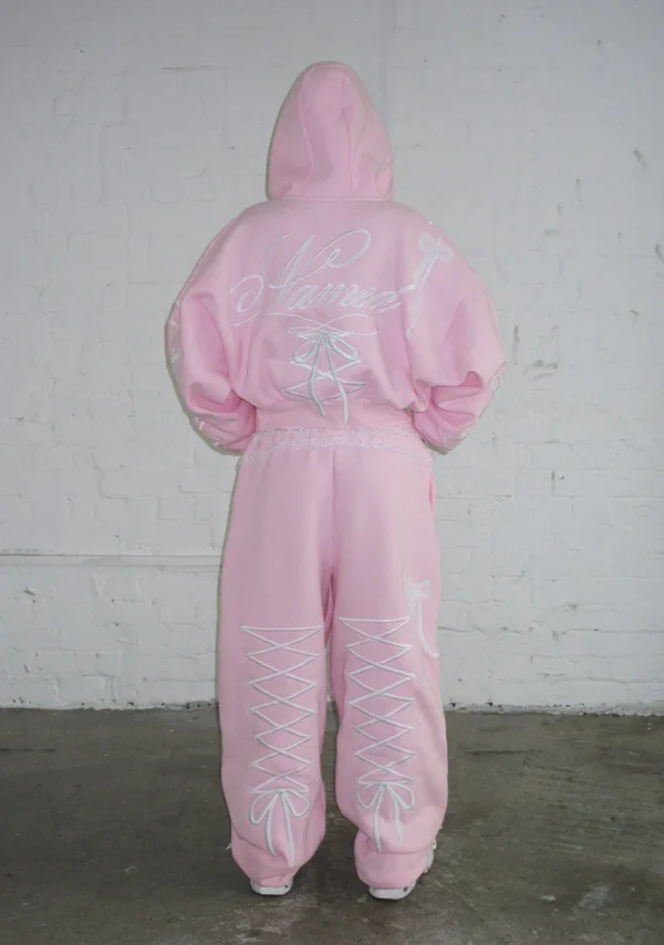 Confessions Embroidered Oversized Sweatpants Baby Pink-4