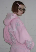 Confessions Embroidered Oversized Sweatpants Baby Pink-5
