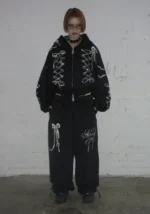 Confessions Rhinestone Oversized Sweatpants Black-1