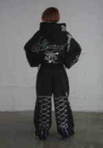 Confessions Rhinestone Oversized Sweatpants Black-2