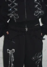Confessions Rhinestone Oversized Sweatpants Black-3