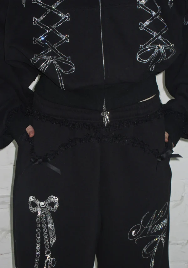 Confessions Rhinestone Oversized Sweatpants Black-3