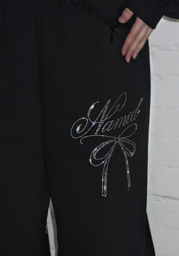 Confessions Rhinestone Oversized Sweatpants Black-4
