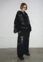 Confessions Rhinestone Oversized Sweatpants Black-5