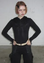 Confessions Ribbon Sculpt Stretch ZIP Tracksuit Black-3
