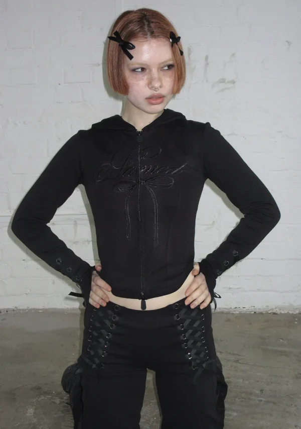 Confessions Ribbon Sculpt Stretch ZIP Tracksuit Black-3