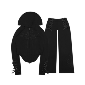 Confessions Ribbon Sculpt Stretch ZIP Tracksuit Black