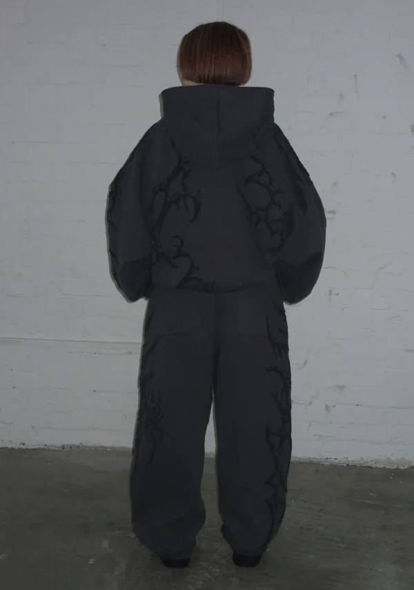 Crash Puff Print Oversized Sweatpants Charcoal-2