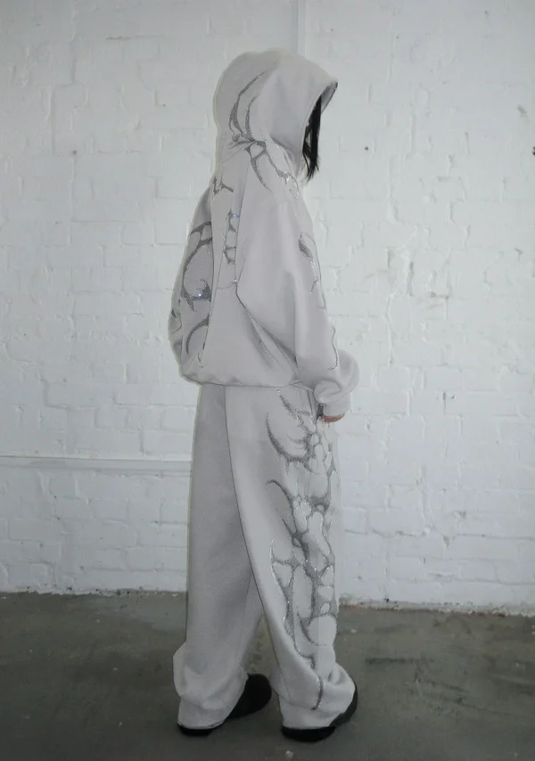 Crash Rhinestone Oversized Sweatpants Smoke Grey-3