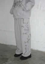 Crash Rhinestone Oversized Sweatpants Smoke Grey-4