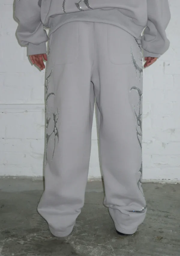 Crash Rhinestone Oversized Sweatpants Smoke Grey-6