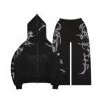 Crash Rhinestone ZIP Tracksuit Black