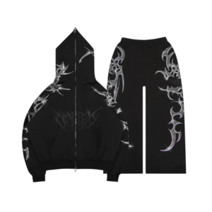 Crash Rhinestone ZIP Tracksuit Black