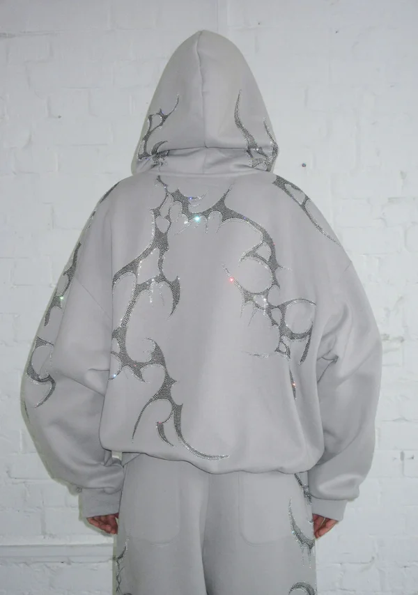 Crash Rhinestone ZIP Tracksuit Smoke Grey-5