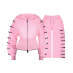 Crush Buckle Fitted Waist ZIP Tracksuit Baby Pink