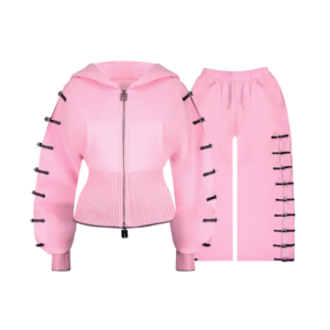 Crush Buckle Fitted Waist ZIP Tracksuit Baby Pink