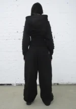 Crush Buckle Fitted Waist ZIP Tracksuit Black-2