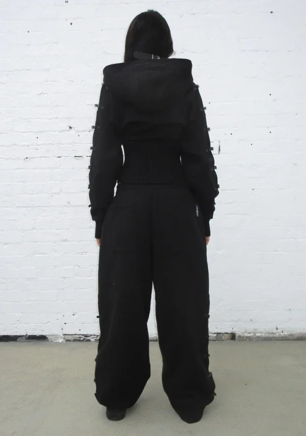 Crush Buckle Fitted Waist ZIP Tracksuit Black-2