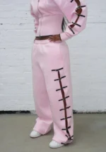 Crush Buckle Oversized Sweatpants Baby Pink-1