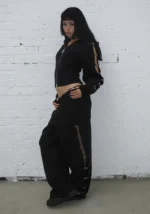 Crush Buckle Oversized Sweatpants Black-1