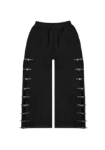 Crush Buckle Oversized Sweatpants Black