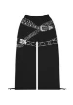 Crush Studded Belt Oversized Sweatpants Black